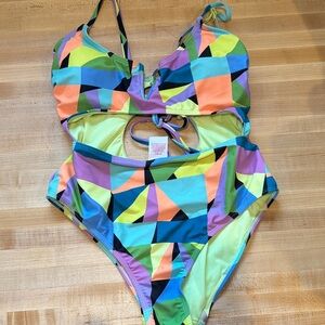 No Boundaries Multicolor Geometric Swimsuit